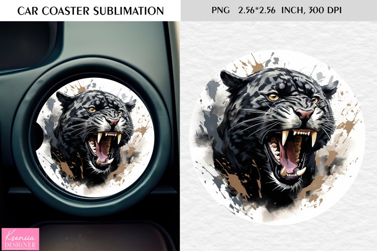 Watercolor Wild Animal|Car Coaster Sublimation|Panther example image 1