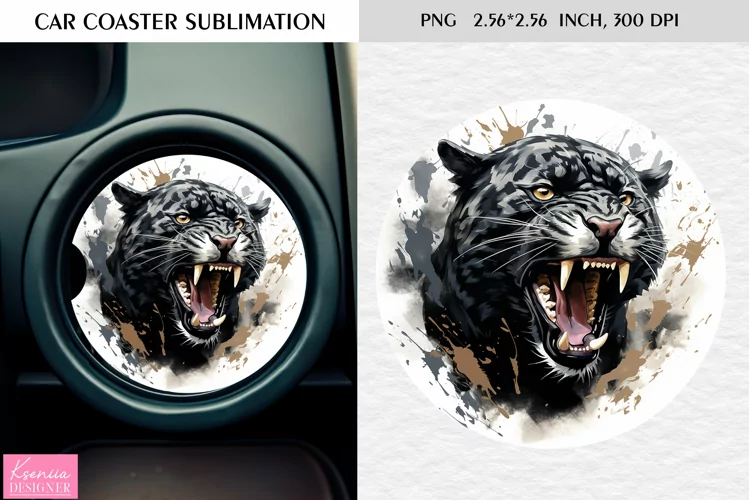 Watercolor Wild Animal|Car Coaster Sublimation|Panther