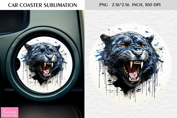 Watercolor Wild Animal|Car Coaster Sublimation|Panther