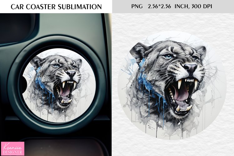 Watercolor Wild Animal|Car Coaster Sublimation|Panther
