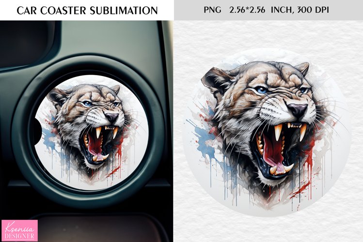 Watercolor Wild Animal|Car Coaster Sublimation|Panther example image 1
