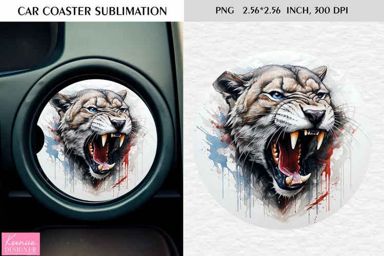 Watercolor Wild Animal|Car Coaster Sublimation|Panther