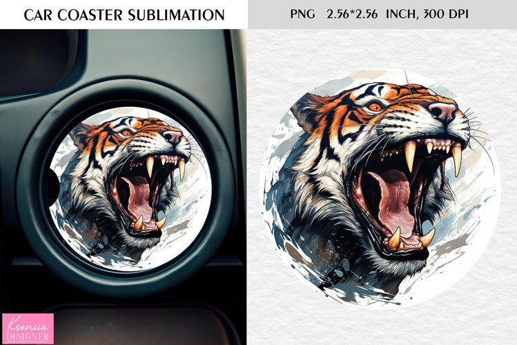 Watercolor Wild Animal|Car Coaster Sublimation|Tiger