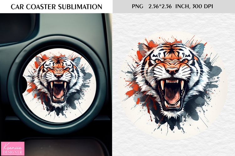 Watercolor Wild Animal|Car Coaster Sublimation|Tiger