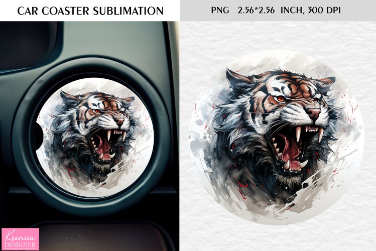 Watercolor Wild Animal|Car Coaster Sublimation|Tiger