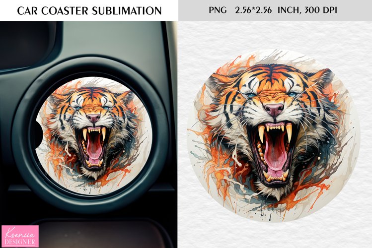 Watercolor Wild Animal|Car Coaster Sublimation|Tiger