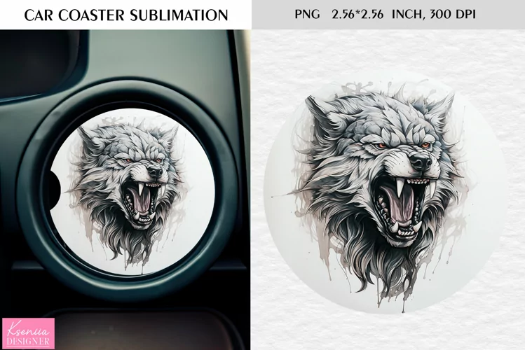 Watercolor Wild Animal|Car Coaster Sublimation|Wolf