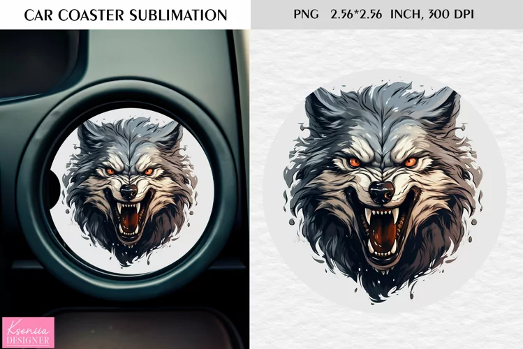 Watercolor Wild Animal|Car Coaster Sublimation|Wolf
