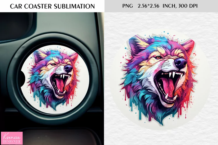 Watercolor Wild Animal|Car Coaster Sublimation|Wolf