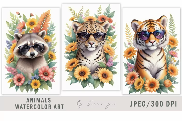 Cute safari animal illustrations for prints- 3 Jpeg