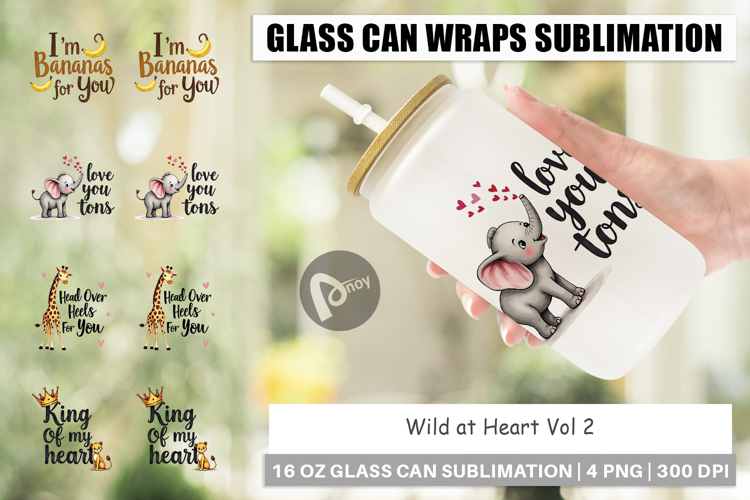 Wild at Heart Valentine Glass Can