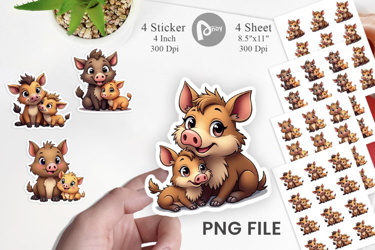 Wild Boar Mothers Day Sticker