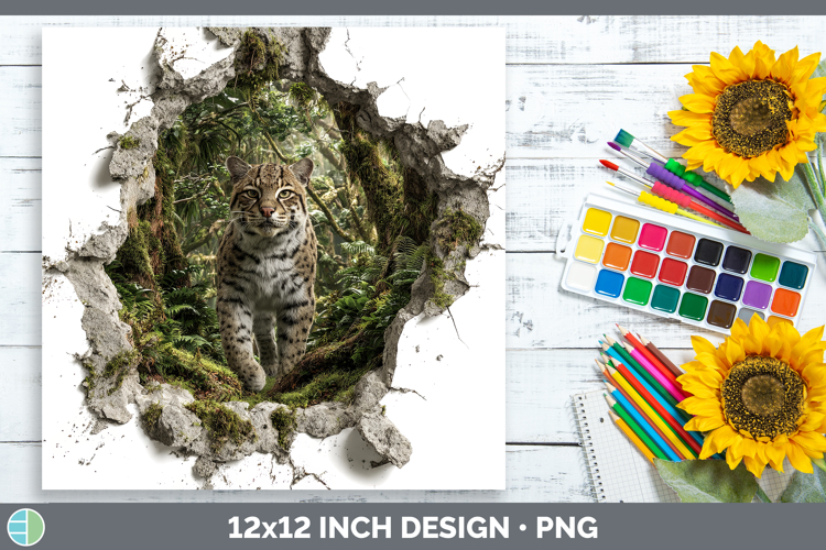 Andean Mountain Cat Wild Cats 3D Hole Paper Backgrounds Desi