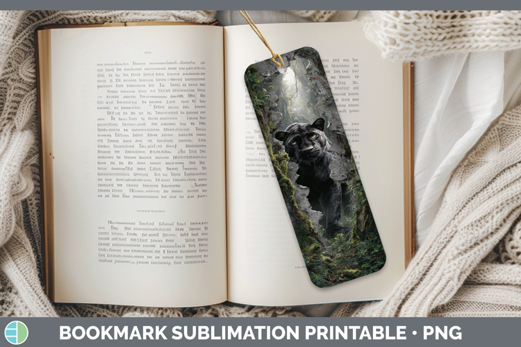 Black Panther Wild Cats 3D Hole Bookmark Sublimation Design