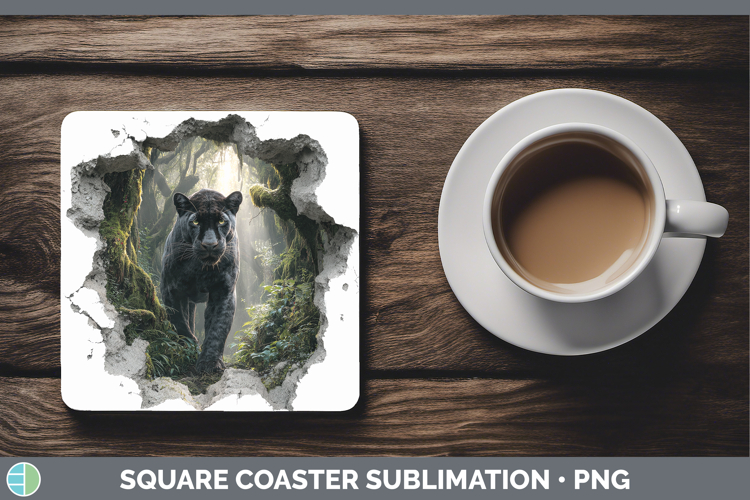 Black Panther Wild Cats 3D Hole Square Coaster Sublimation D