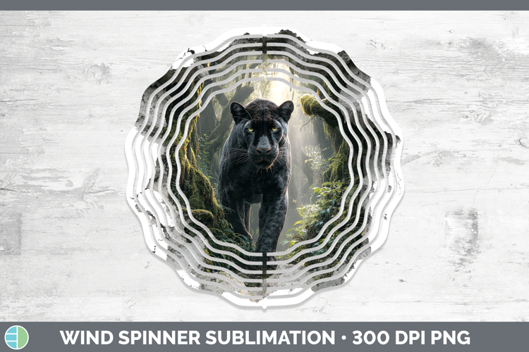 Black Panther Wild Cats 3D Hole Wind Spinner Sublimation Des