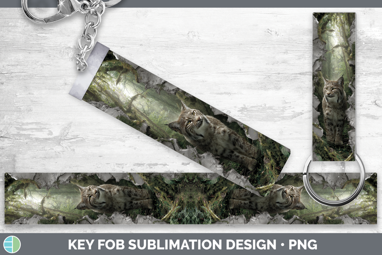 Bobcat Wild Cats 3D Hole Key Fob Sublimation Design