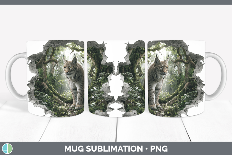 Bobcat Wild Cats 3D Hole Mug Wrap Sublimation Design