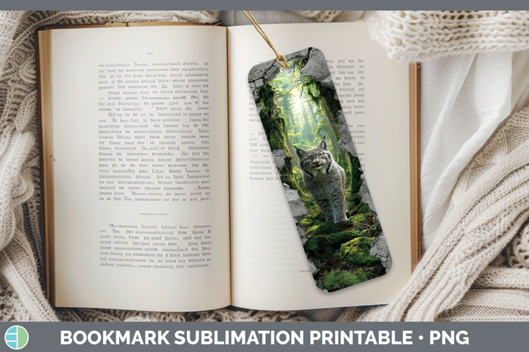 Canada Lynx Wild Cats 3D Hole Bookmark Sublimation Design