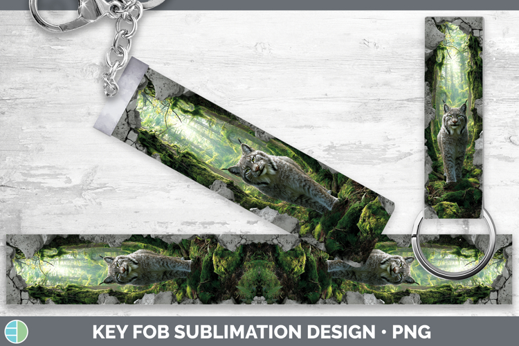 Canada Lynx Wild Cats 3D Hole Key Fob Sublimation Design