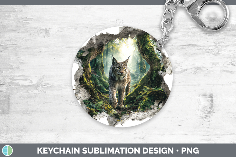 Canada Lynx Wild Cats 3D Hole Keychain Sublimation Design