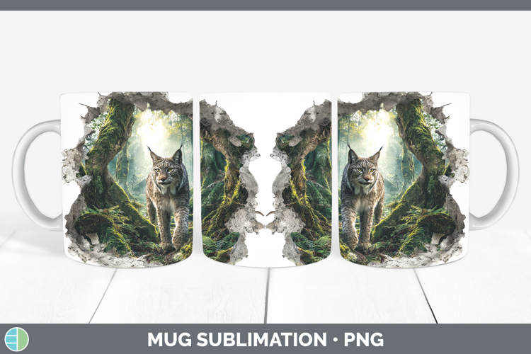 Canada Lynx Wild Cats 3D Hole Mug Wrap Sublimation Design