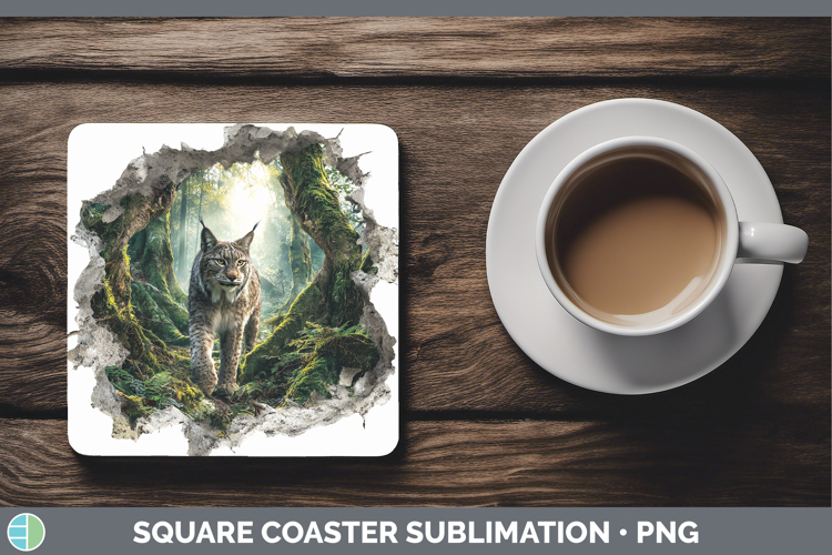 Canada Lynx Wild Cats 3D Hole Square Coaster Sublimation Des
