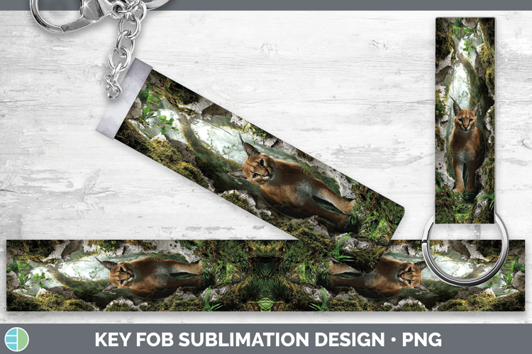 Caracal Wild Cats 3D Hole Key Fob Sublimation Design