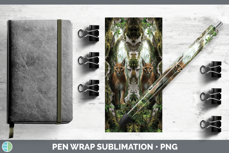 Caracal Wild Cats 3D Hole Pen Wrap Sublimation Design