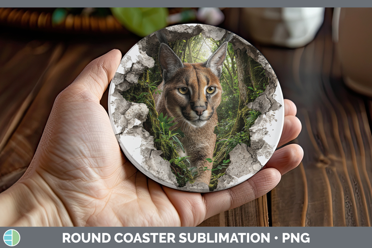 Caracal Wild Cats 3D Hole Round Coaster Sublimation Design