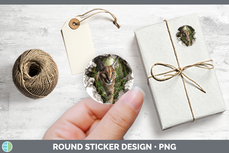 Caracal Wild Cats 3D Hole Stickers Design