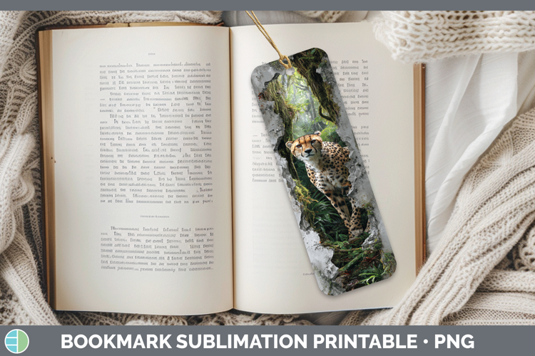 Cheetah Wild Cats 3D Hole Bookmark Sublimation Design