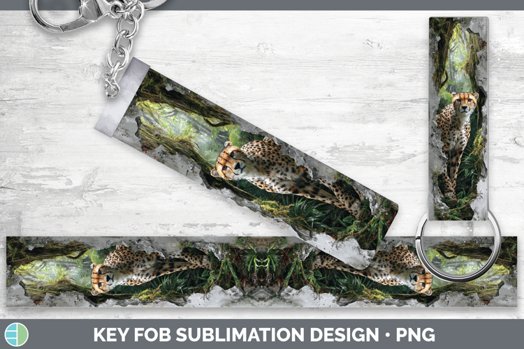 Cheetah Wild Cats 3D Hole Key Fob Sublimation Design