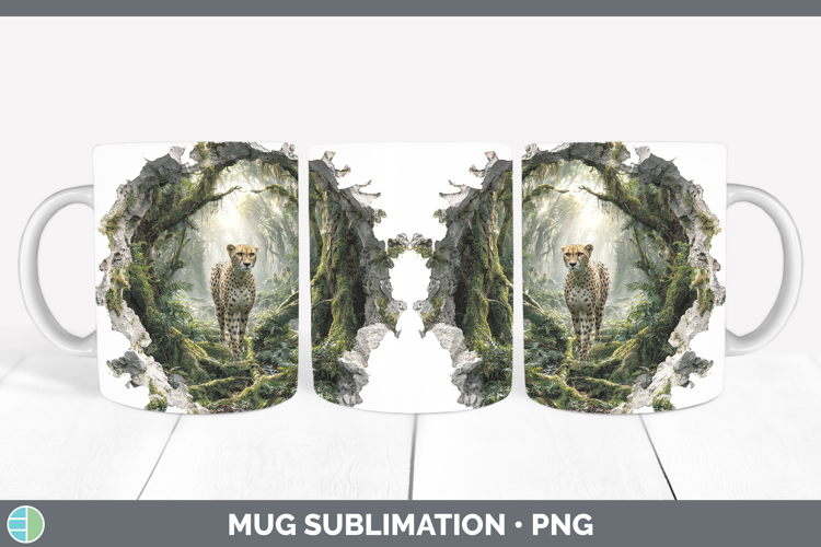 Cheetah Wild Cats 3D Hole Mug Wrap Sublimation Design