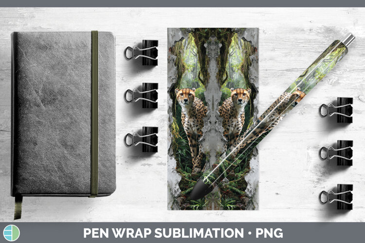 GorgeousWild Cats 3D Hole Pen Wrap design.