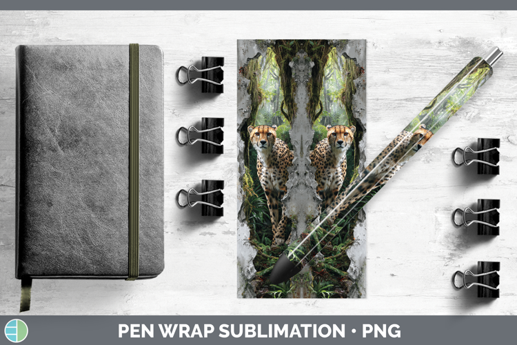 Cheetah Wild Cats 3D Hole Pen Wrap Sublimation Design