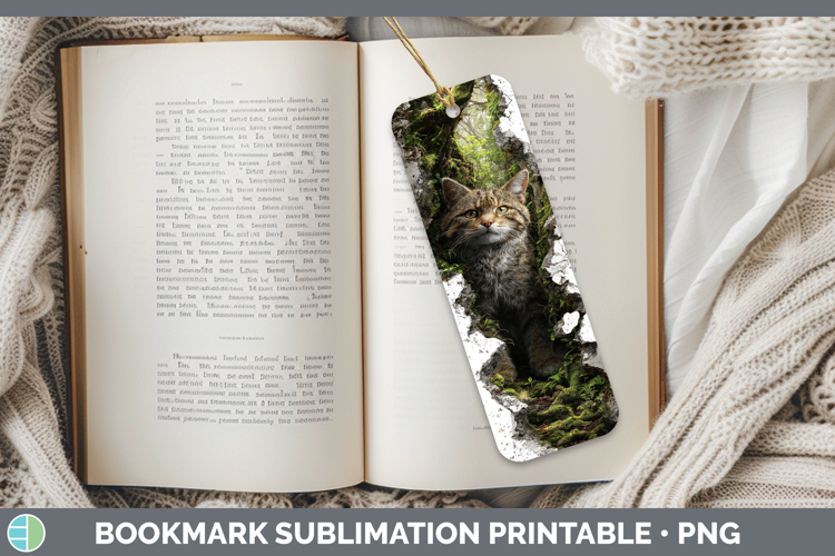 European Wildcat Wild Cats 3D Hole Bookmark Sublimation Desi