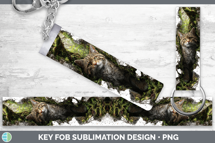 European Wildcat Wild Cats 3D Hole Key Fob Sublimation Desig
