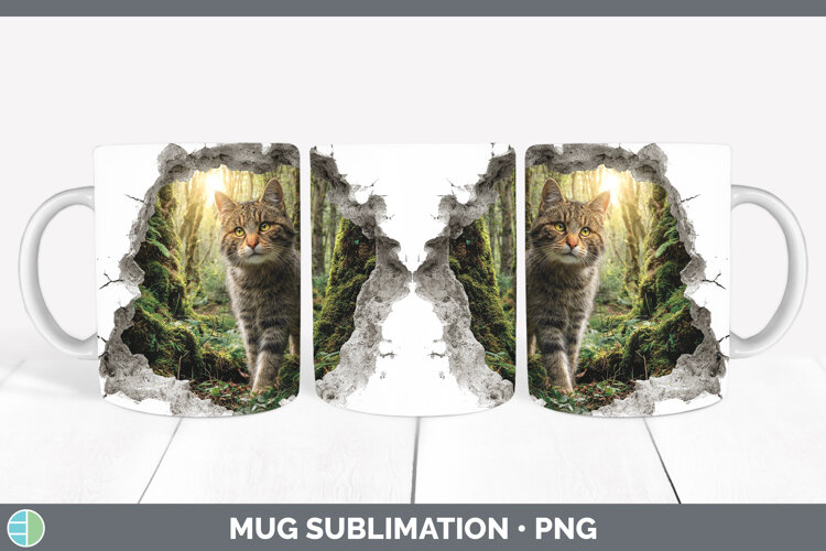 GorgeousWild Cats 3D Hole Mug Wrap design.