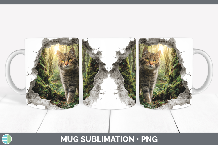 European Wildcat Wild Cats 3D Hole Mug Wrap Sublimation Desi