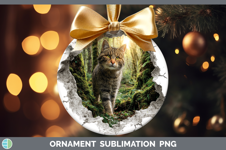 European Wildcat Wild Cats 3D Hole Ornament Sublimation Desi
