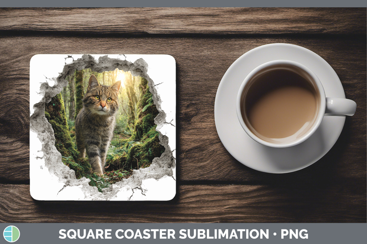 European Wildcat Wild Cats 3D Hole Square Coaster Sublimatio