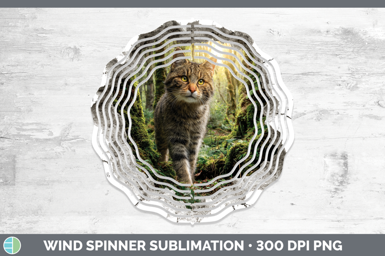 European Wildcat Wild Cats 3D Hole Wind Spinner Sublimation