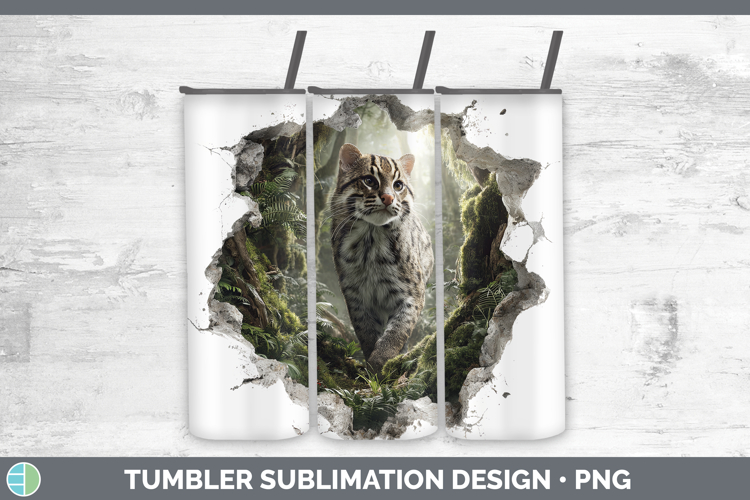 Fishing Cat Wild Cats 3D Hole Tumbler Sublimation Design