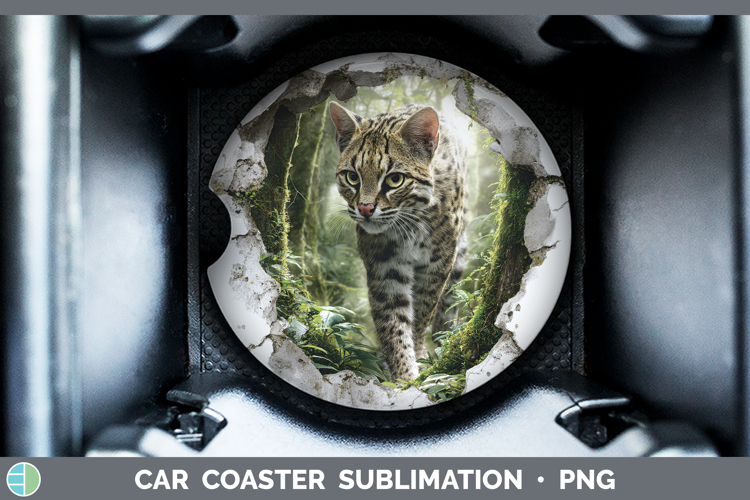 Geoffroys Cat Wild Cats 3D Hole Car Coaster Sublimation Desi