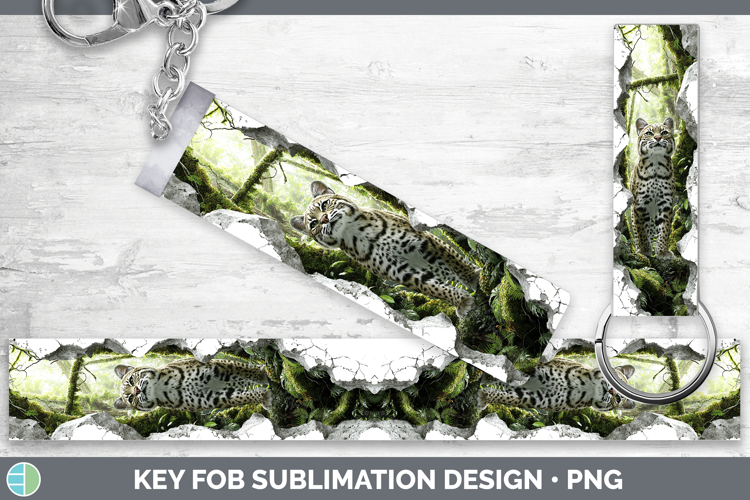 Geoffroys Cat Wild Cats 3D Hole Key Fob Sublimation Design