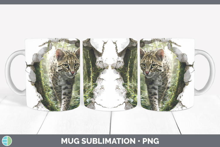 Geoffroys Cat Wild Cats 3D Hole Mug Wrap Sublimation Design