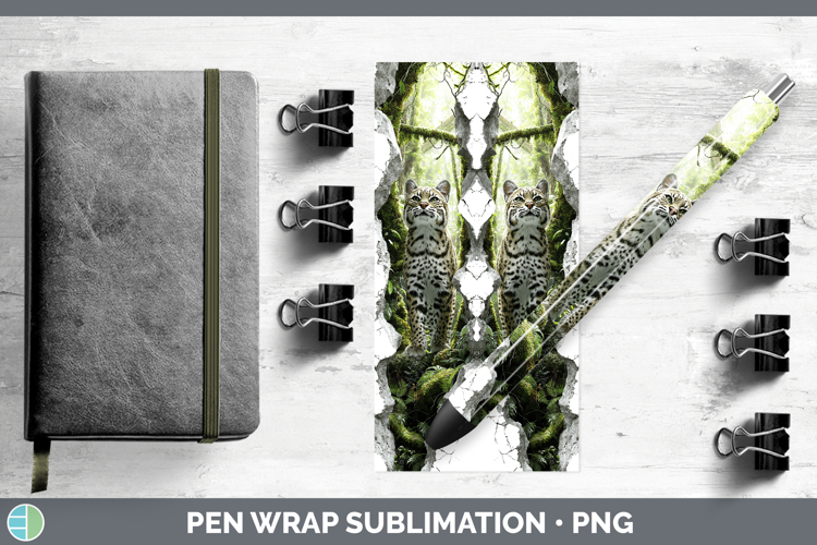 Geoffroys Cat Wild Cats 3D Hole Pen Wrap Sublimation Design