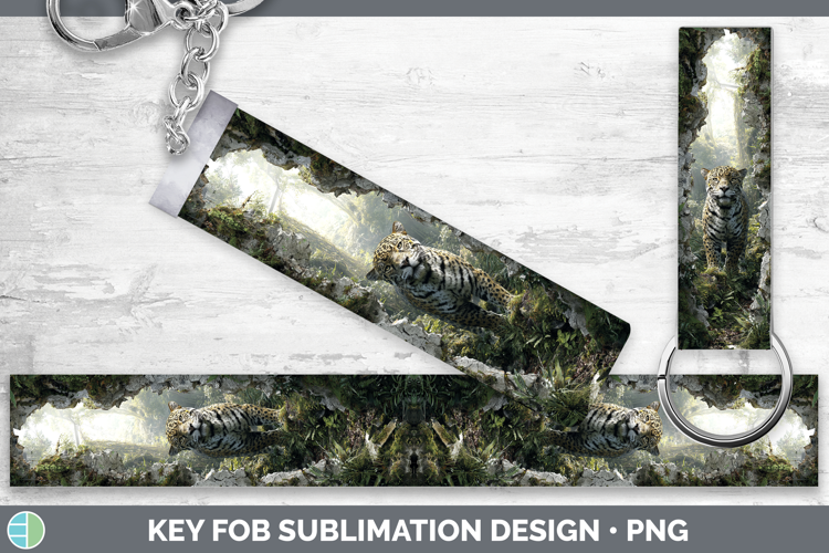 Jaguar Wild Cats 3D Hole Key Fob Sublimation Design