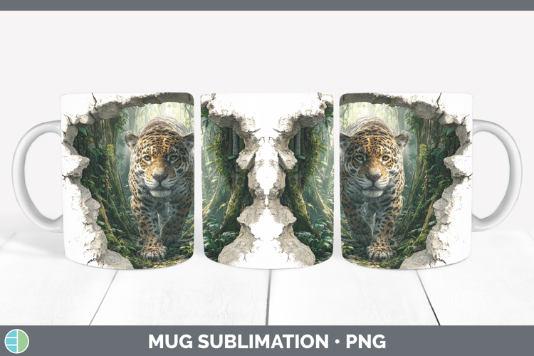 Jaguar Wild Cats 3D Hole Mug Wrap Sublimation Design